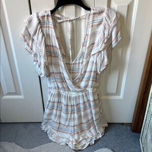 American Eagle Outfitters Striped Ruffle Dress - Pink and White